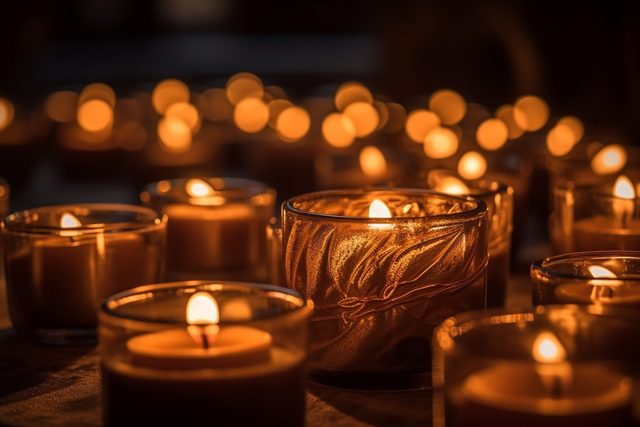 Candlelight glows in tranquil celebration of spirituality generated by AI