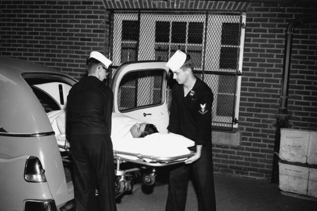 Photo transporting a deceased person